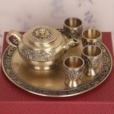 chinese 6pcs teaware sets Tea Trays Teapots 4 teacups japanese teapot copper tea pot tray kung fu peony tea pu'er business gifts