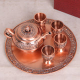 chinese 6pcs teaware sets Tea Trays Teapots 4 teacups japanese teapot copper tea pot tray kung fu peony tea pu'er business gifts