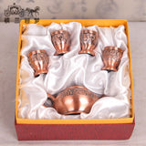 chinese 6pcs teaware sets Tea Trays Teapots 4 teacups japanese teapot copper tea pot tray kung fu peony tea pu'er business gifts