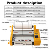 FM3520 Electric Laminator Machine Cold & Hot Roll Thermal Lamination for A4 A3 A5 A6 Paper Sizes