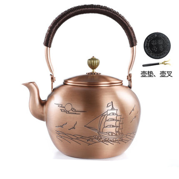 Traditional Pure Copper Tea Set Kettle Health Benefits Home & Hotel Décor