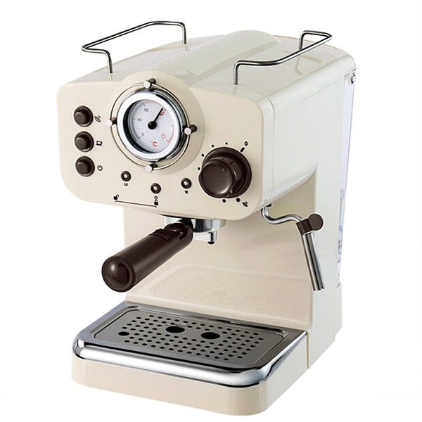 Semi Aautomatic Espresso Machine 15Bar Coffee Maker Italian Double Temperature Control Steam Type Milk Foamer Retro White 220V