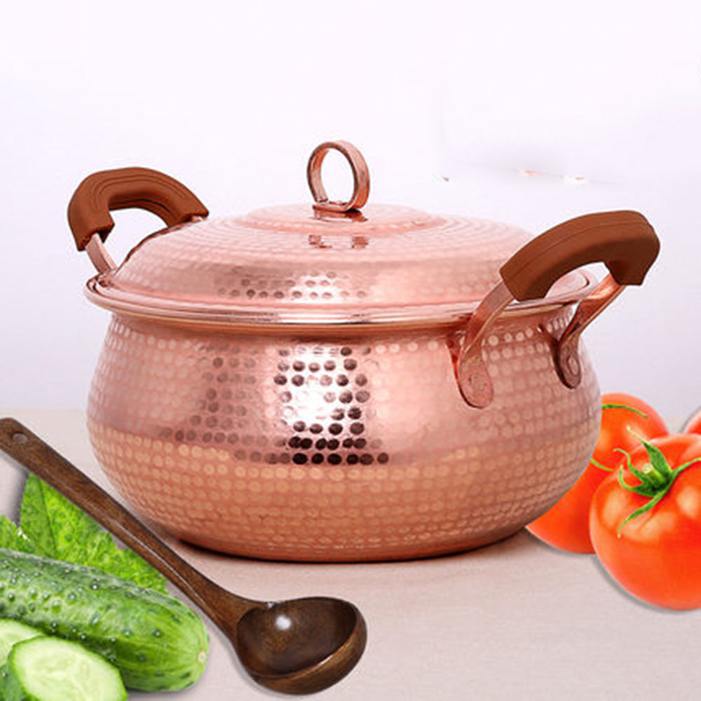 Pure Copper Handmade Frying Pan Cookware Pot Purple Double Handle