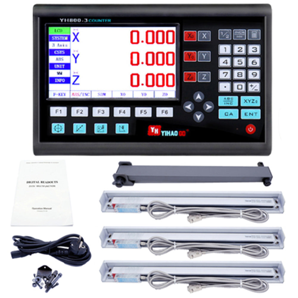 Complete Set 3 Axis LCD Digital Readout DRO with 3 Pieces 0-1000mm Gla ...
