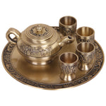 chinese 6pcs teaware sets Tea Trays Teapots 4 teacups japanese teapot copper tea pot tray kung fu peony tea pu'er business gifts