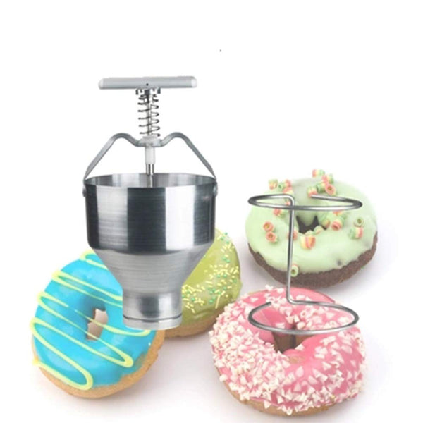 Manual Donut Depositor Dropper Plunger Dough Batter Dispenser Hopper with stand