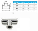 T Type Flange Vacuum Fitting Pipe Tube SS304 Stainless Steel