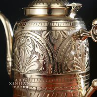 Pure handmade pure copper teapot 0.8L wine pot teapot household teaware thickening tableware Cuprum health tea water kettle gift