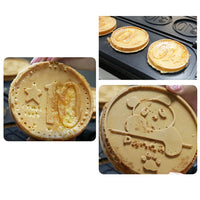 coin waffle maker machine round shape waffle machine panda waffle